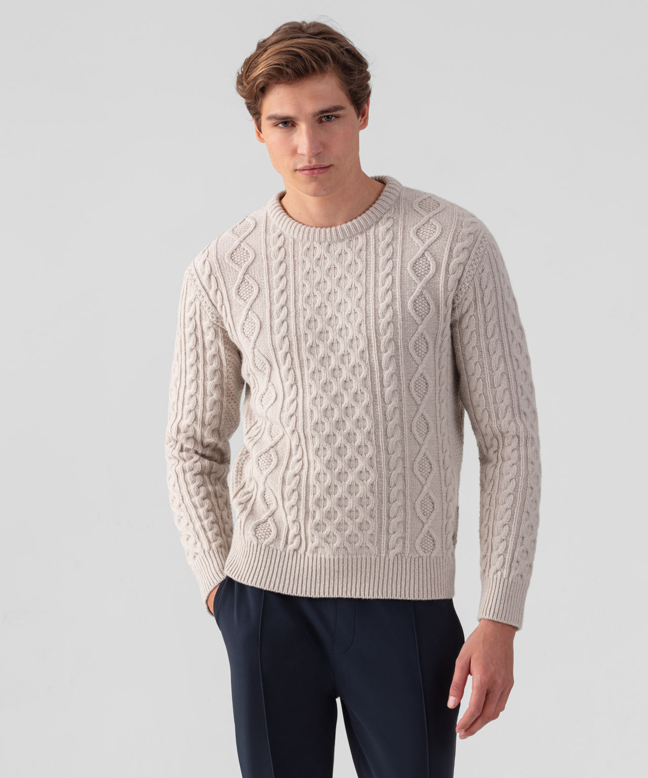 Wool Cashmere Telemark Sweater: Beige Melange