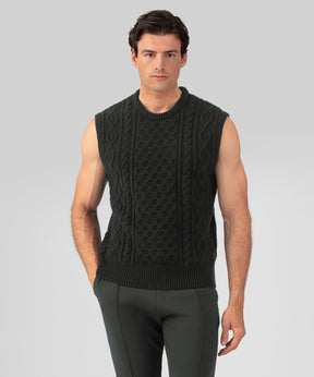 Wool Cashmere Telemark Sleeveless Sweater: Dark Khaki