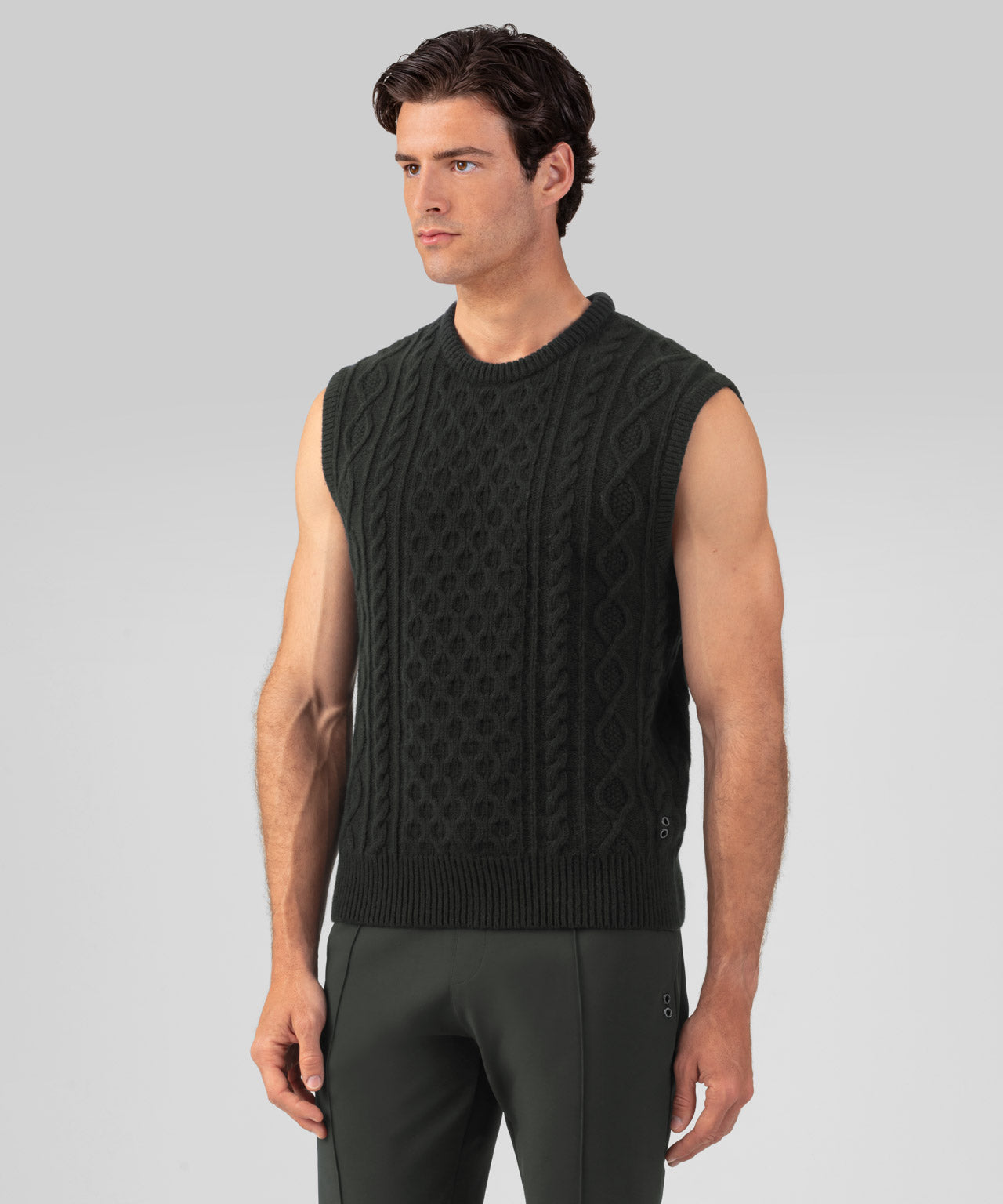 Wool Cashmere Telemark Sleeveless Sweater: Dark Khaki
