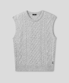 Wool Cashmere Telemark Sleeveless Sweater: Grey Melange
