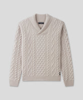 Wool Cashmere Shawl Collar Telemark Sweater: Beige Melange