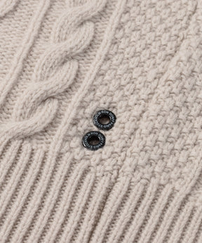 Wool Cashmere Shawl Collar Telemark Sweater: Beige Melange