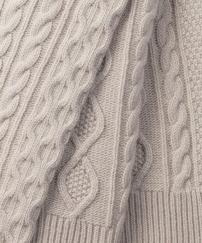 Wool Cashmere Shawl Collar Telemark Sweater: Beige Melange
