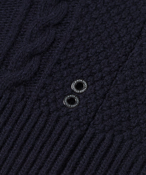 Wool Cashmere Shawl Collar Telemark Sweater: Navy