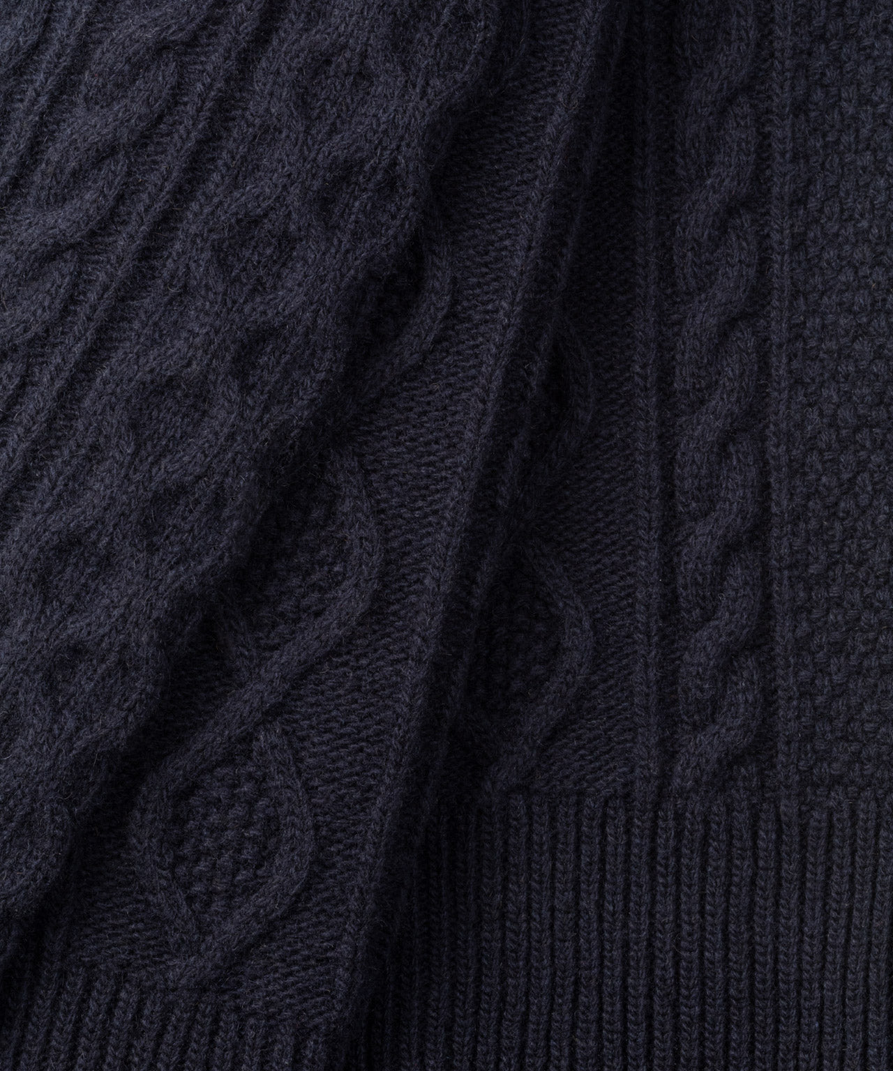 Wool Cashmere Shawl Collar Telemark Sweater: Navy