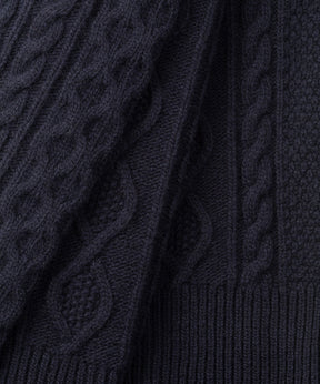 Wool Cashmere Shawl Collar Telemark Sweater: Navy