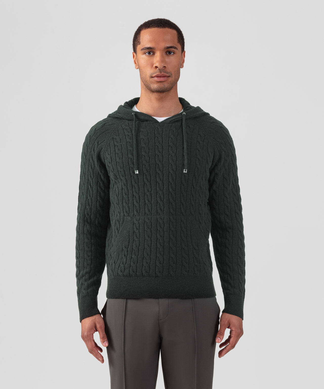 Wool Cashmere Telemark Hoodie: Dark Khaki