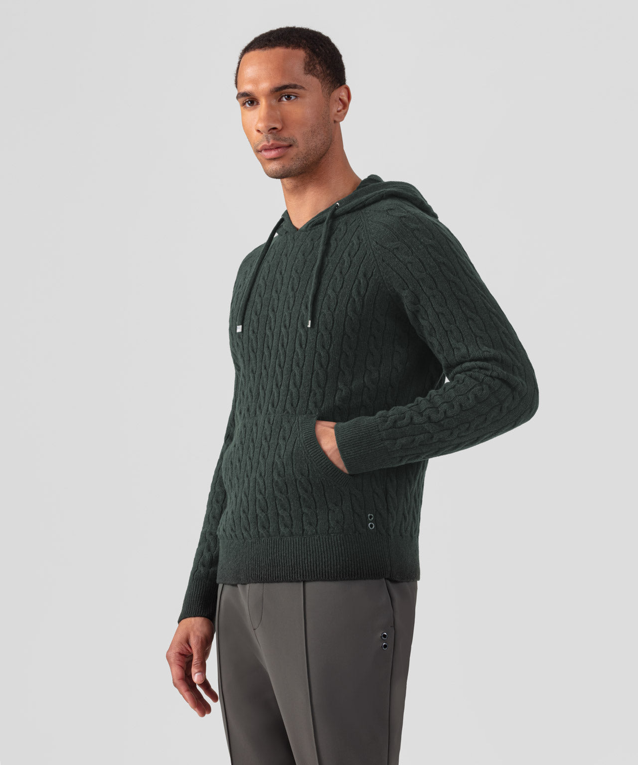 Wool Cashmere Telemark Hoodie: Dark Khaki