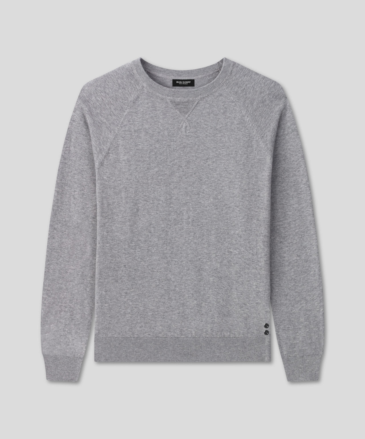 Light Cotton-Silk Raglan Sweater: Grey Melange