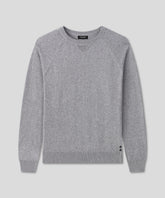 Light Cotton-Silk Raglan Sweater: Grey Melange