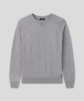 Light Cotton-Silk Raglan Sweater: Grey Melange