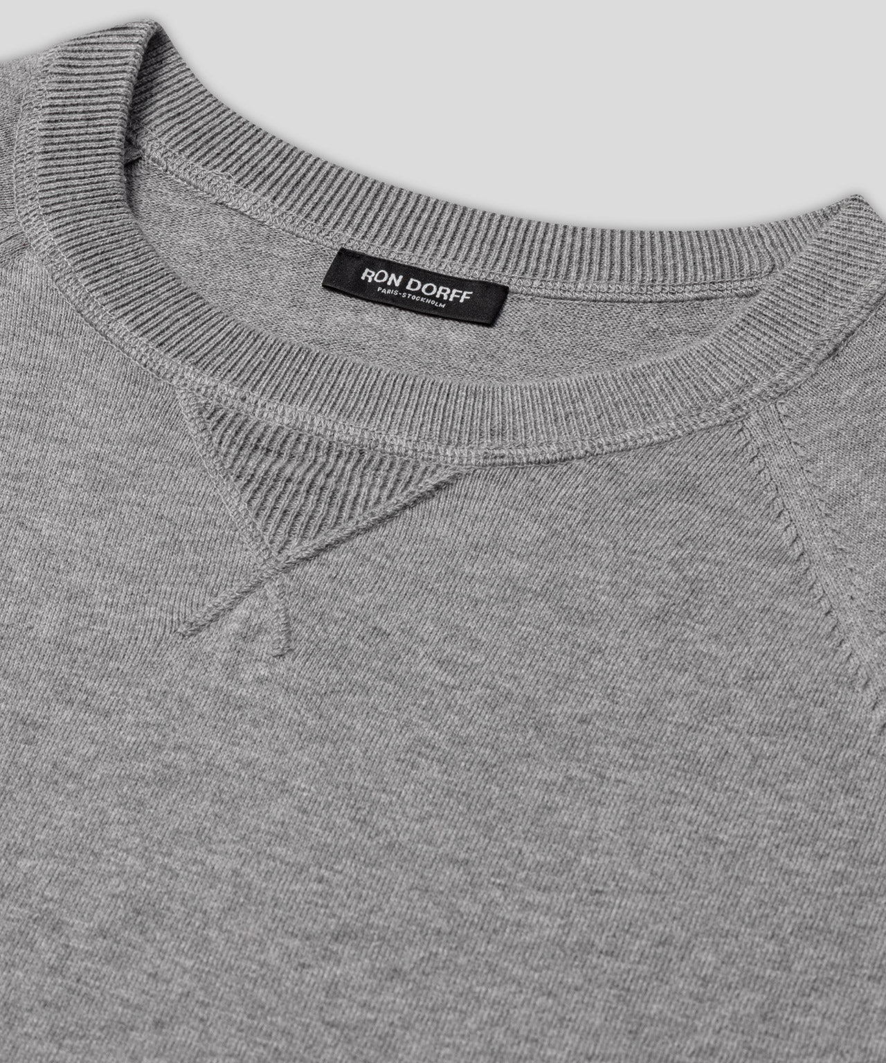Light Cotton-Silk Raglan Sweater: Grey Melange