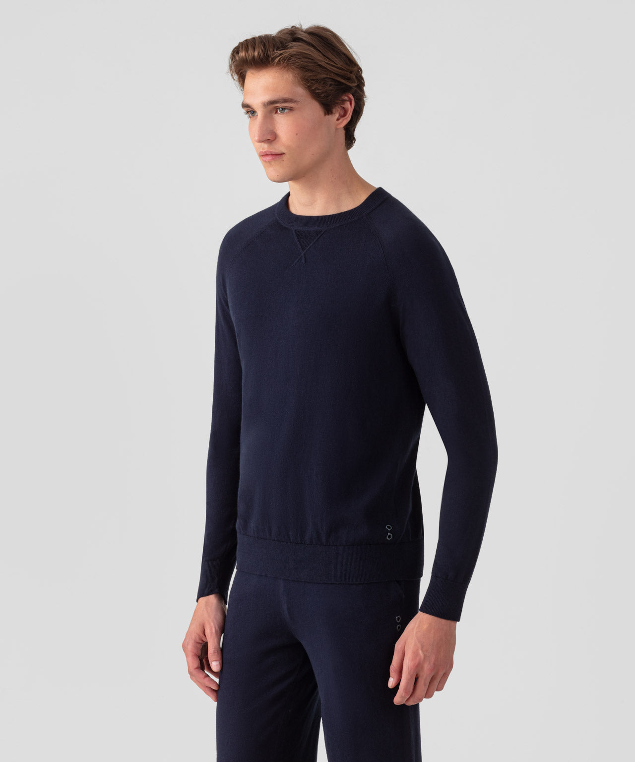 Light Cotton-Silk Raglan Sweater: Navy