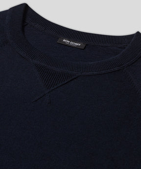 Light Cotton-Silk Raglan Sweater: Navy