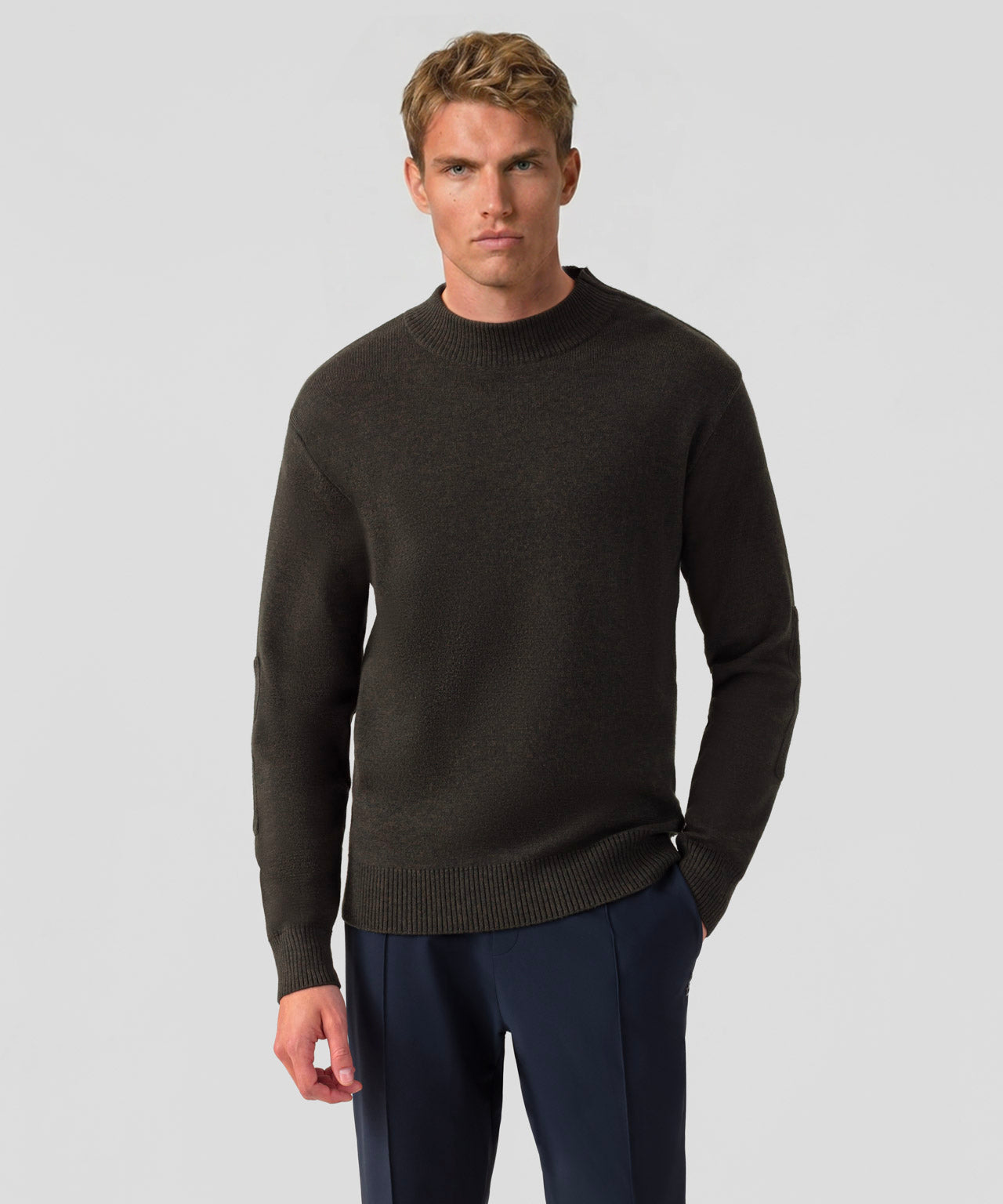 Pull en laine mérinos: Kaki foncé