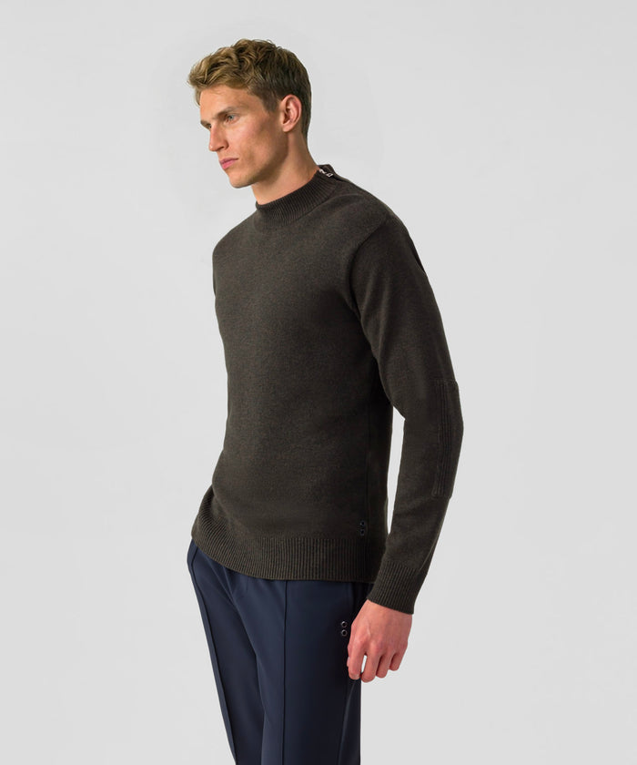 Pull en laine mérinos: Kaki foncé