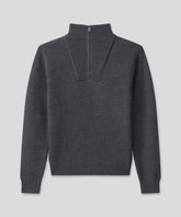 Ribbed Wool Half Zip Sweater: Cosmo Grey
