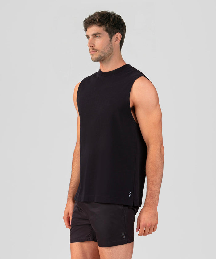 Sweatshirt sans manches en coton léger: Noir