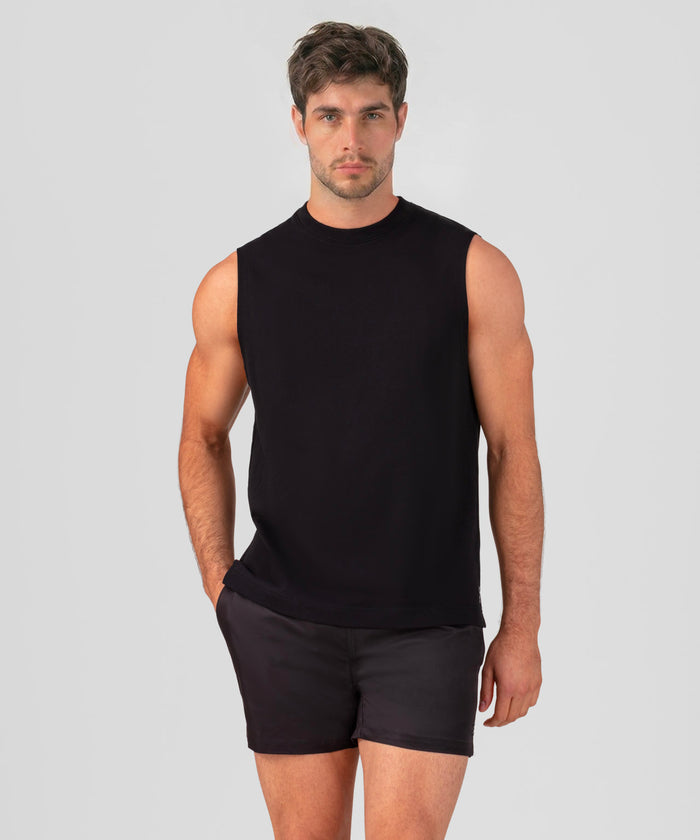Sweatshirt sans manches en coton léger: Noir