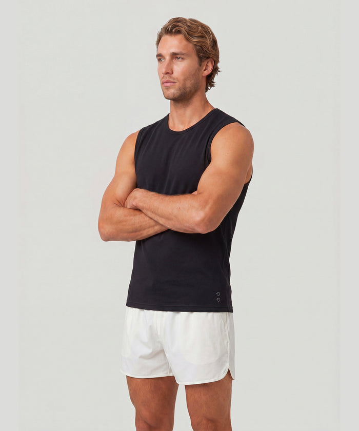 Mesh Sleeveless T-Shirt: Schwarz