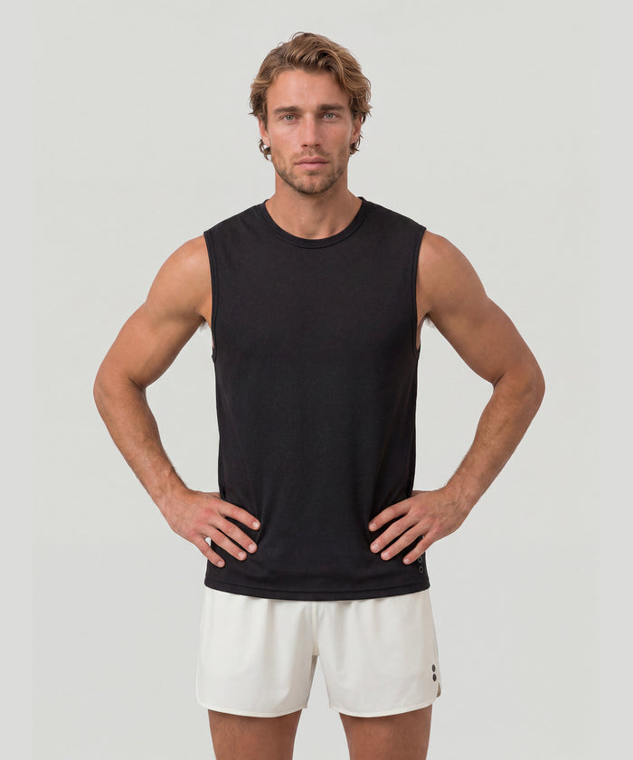 T-shirt sans manches en mesh : Noir