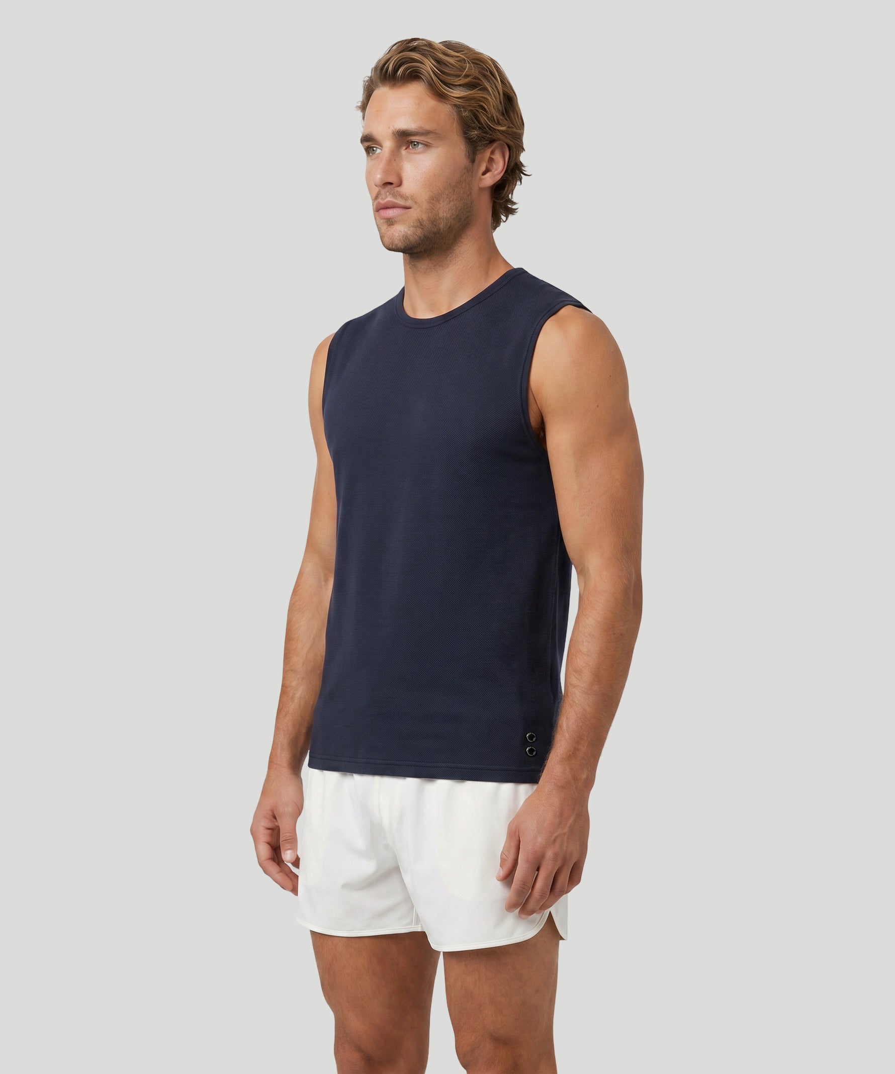 T-shirt sans manches en mesh: Bleu marine