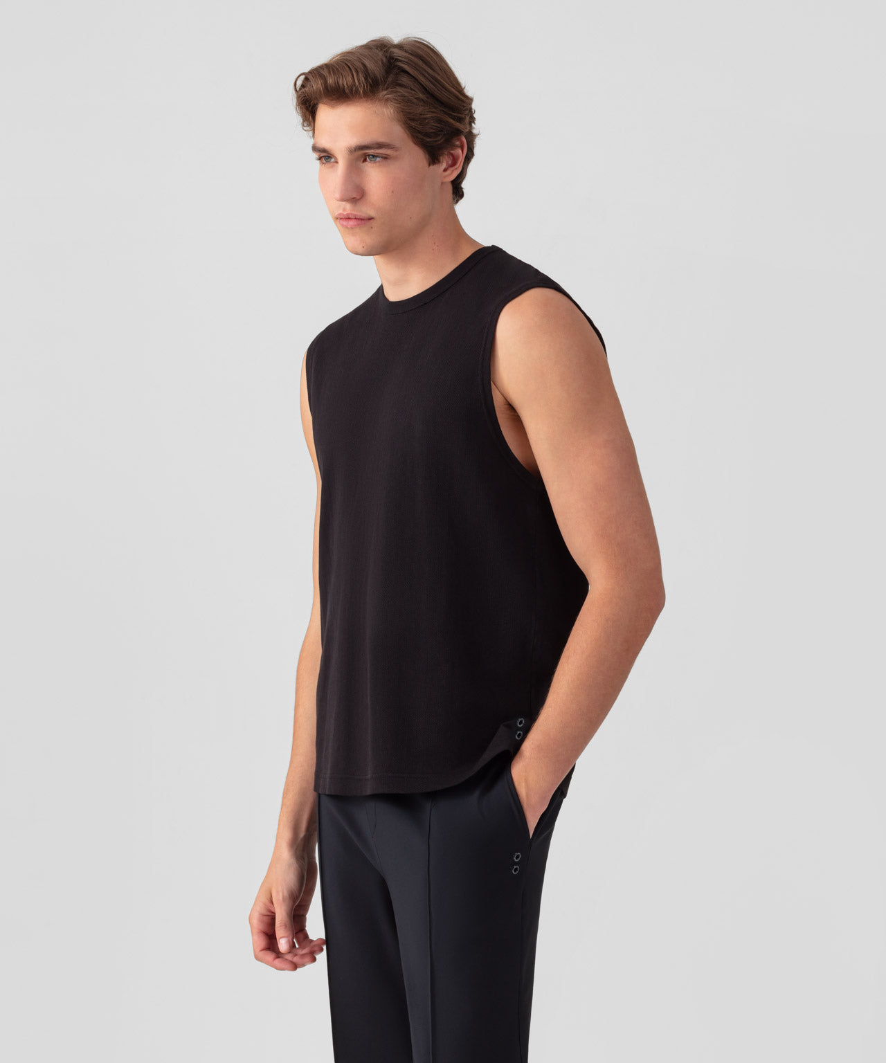 T-Shirt sans manches en mesh: Noir