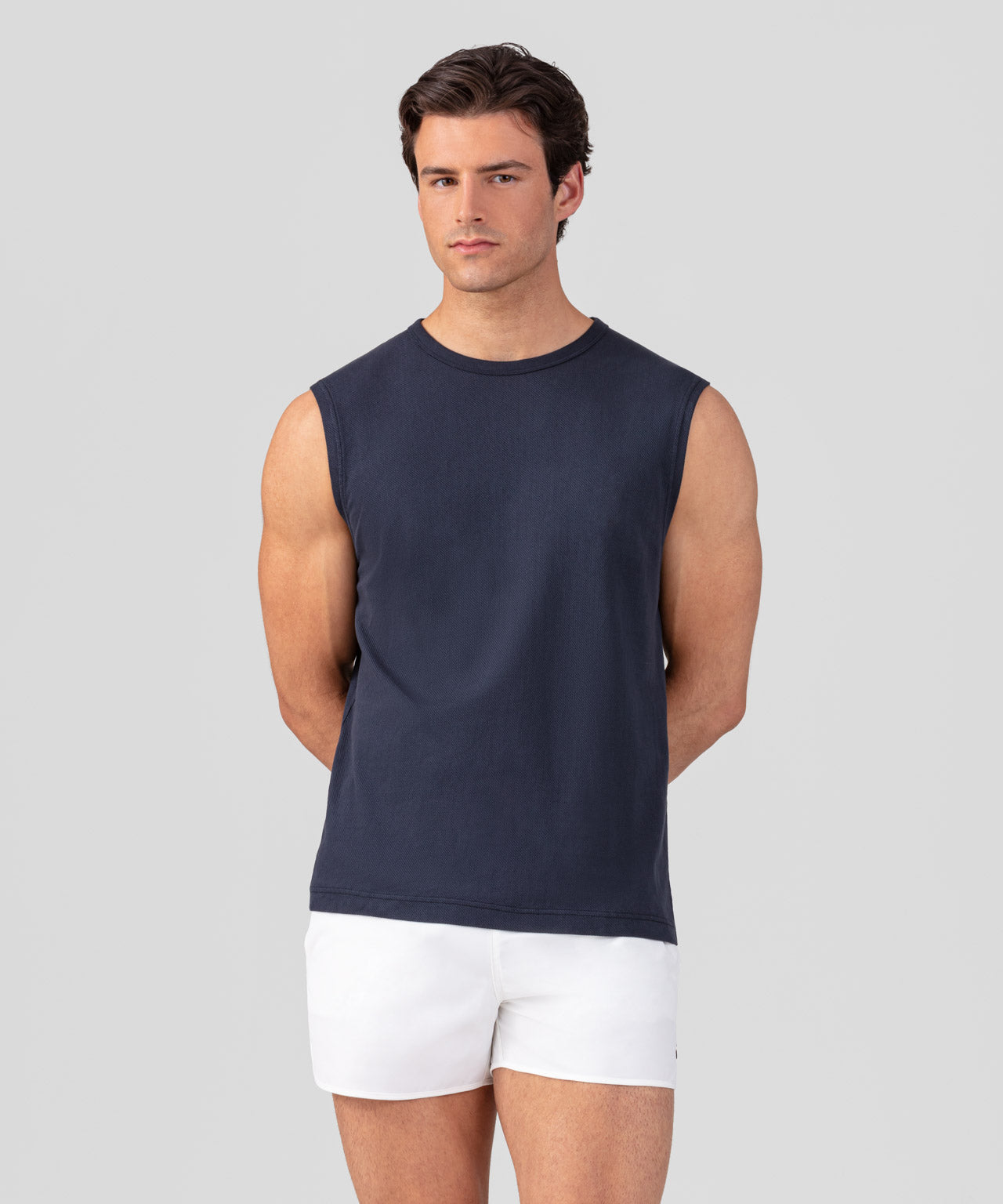 T-shirt sans manches en mesh: Bleu marine