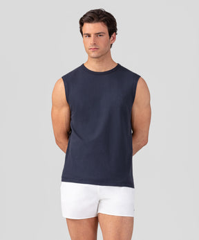 Mesh Sleeveless T-Shirt: Navy