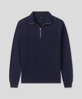 Cotton Silk RD Polo Long Sleeve: Navy