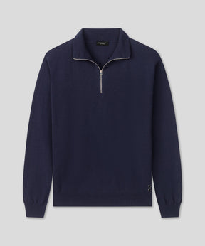 Cotton Silk RD Polo Long Sleeve: Navy