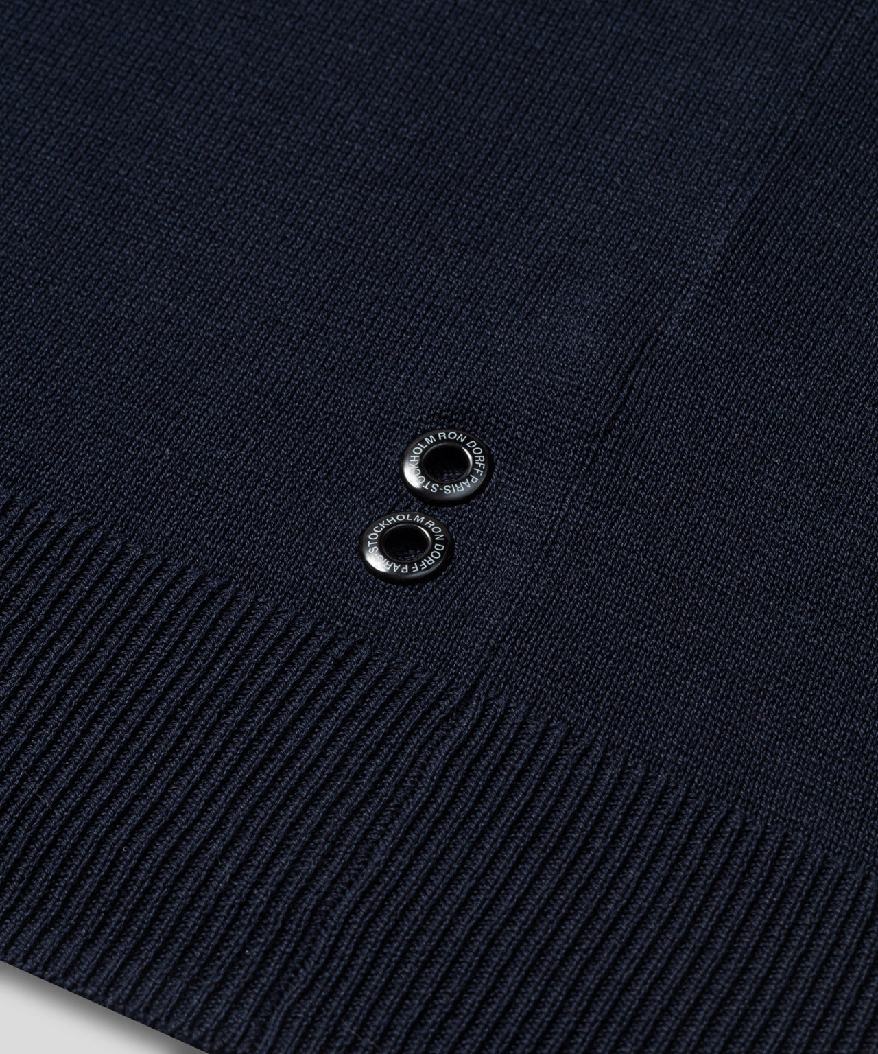 Baumwoll-Seide RD Poloshirt Langarm: Marine