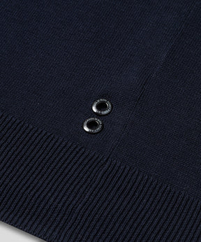 Cotton Silk RD Polo Long Sleeve: Navy