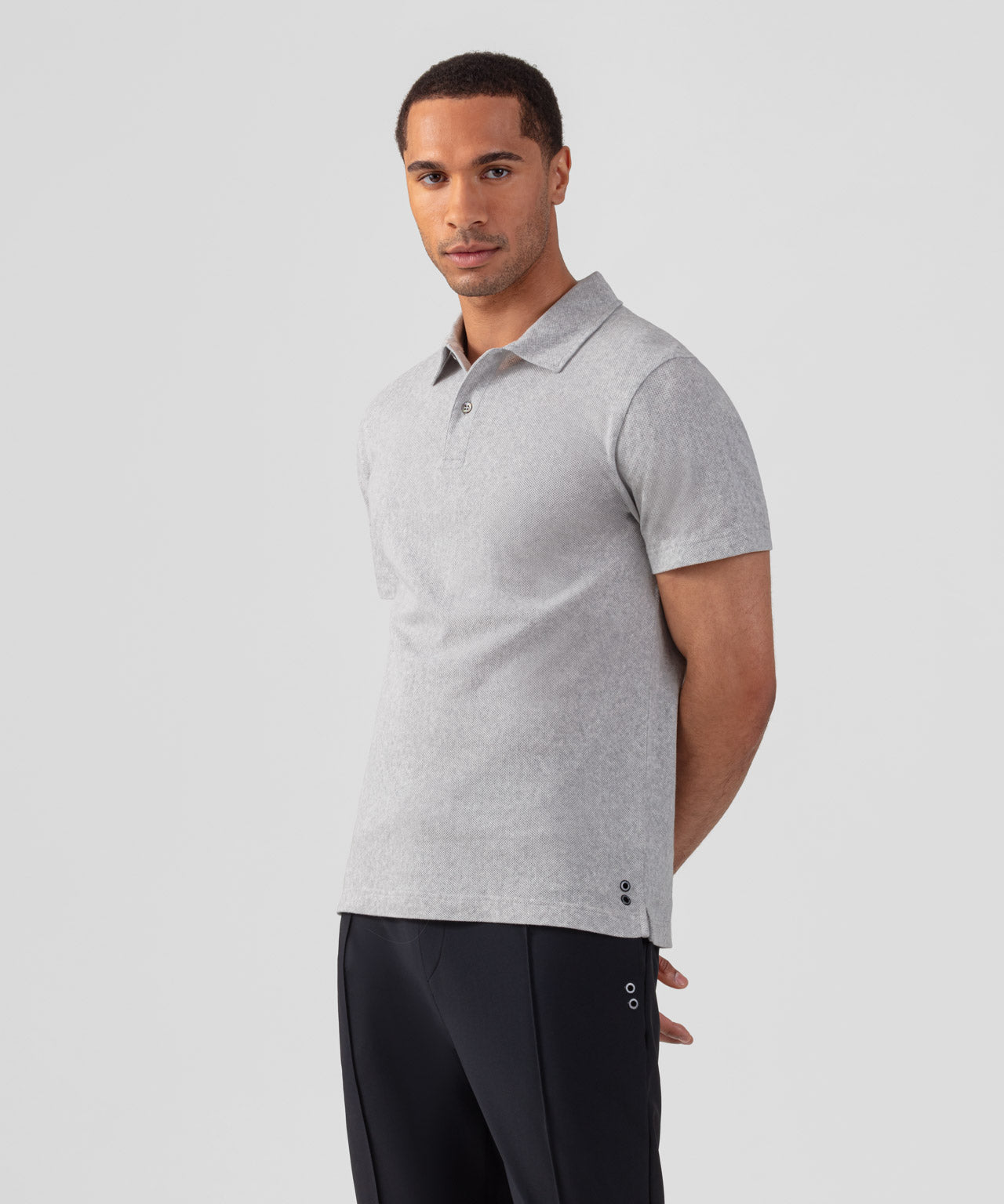 Cotton Mesh RD Polo: Grey Melange
