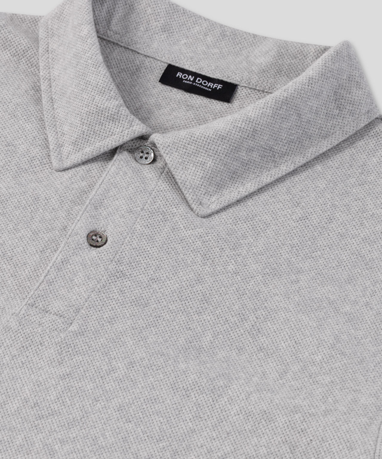 Cotton Mesh RD Polo: Grey Melange