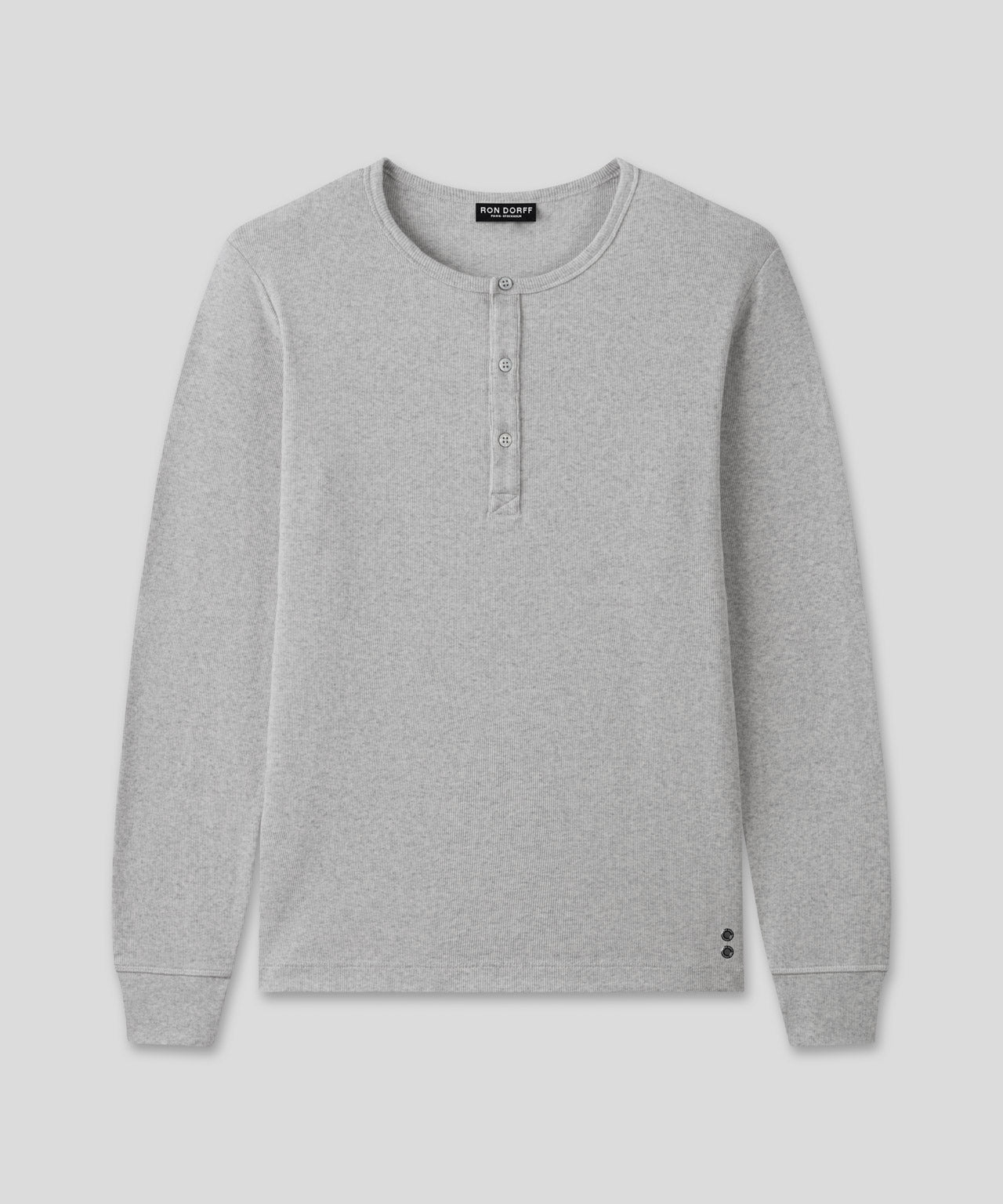 Army Ribbed Henley T-Shirt: Grey Melange | Ron Dorff