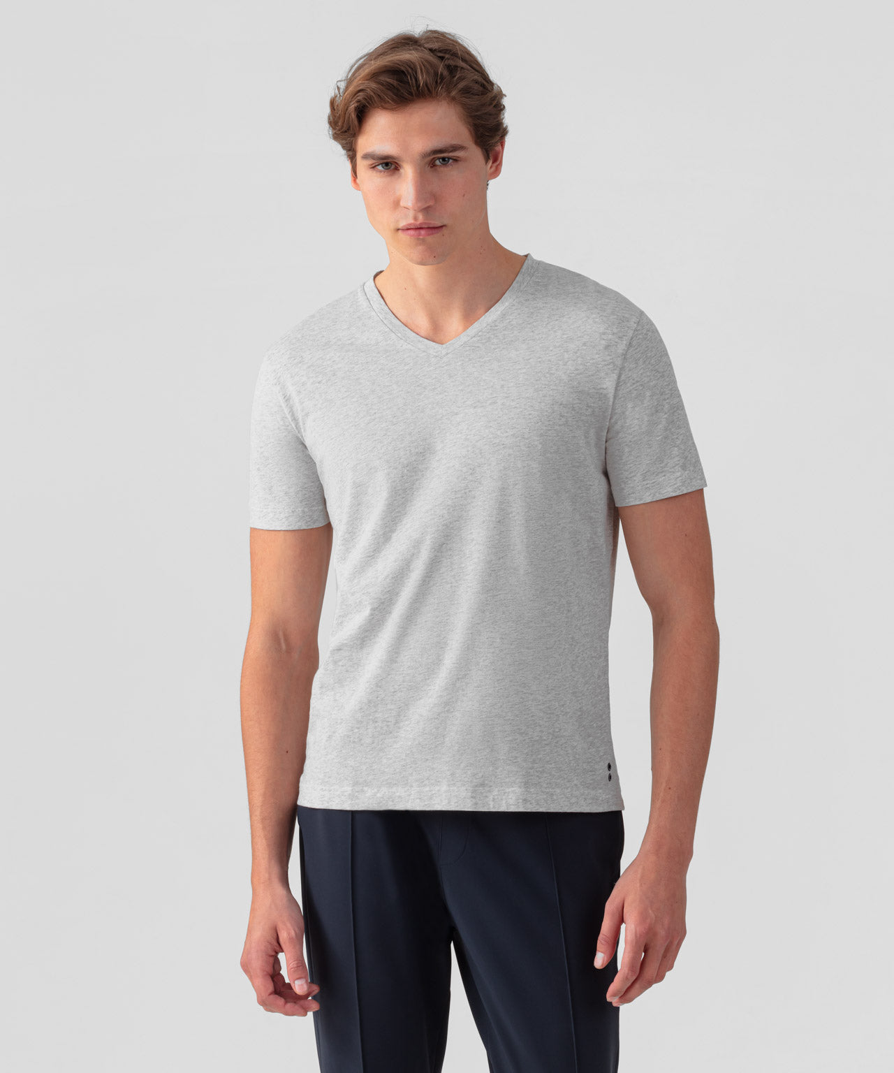 V-Ausschnitt T-Shirt Eyelet Edition: Grau Melange