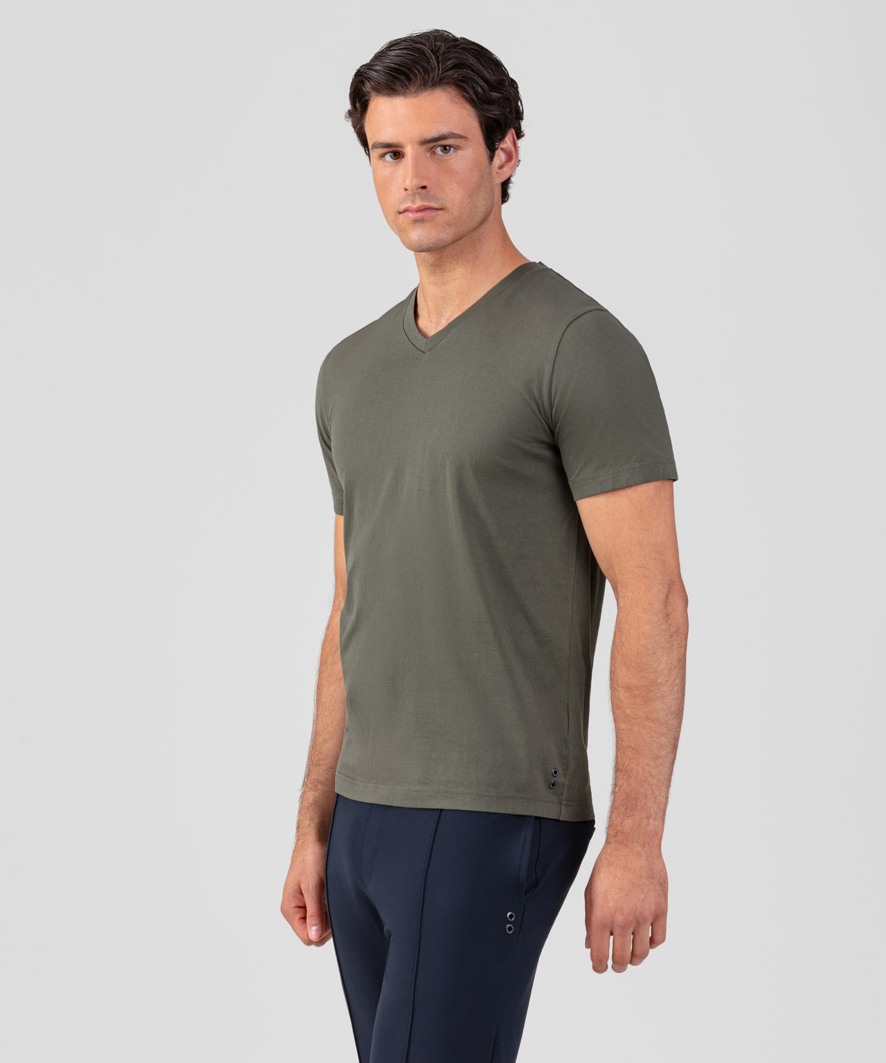 V Neck T-Shirt Eyelet Edition: Military Green - Main Image