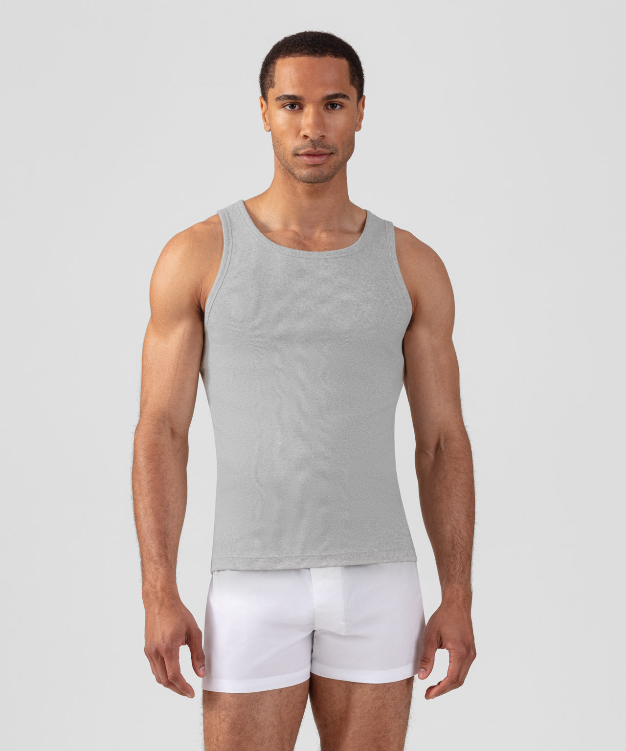Army Ribbed Tank Top: Grey Melange
