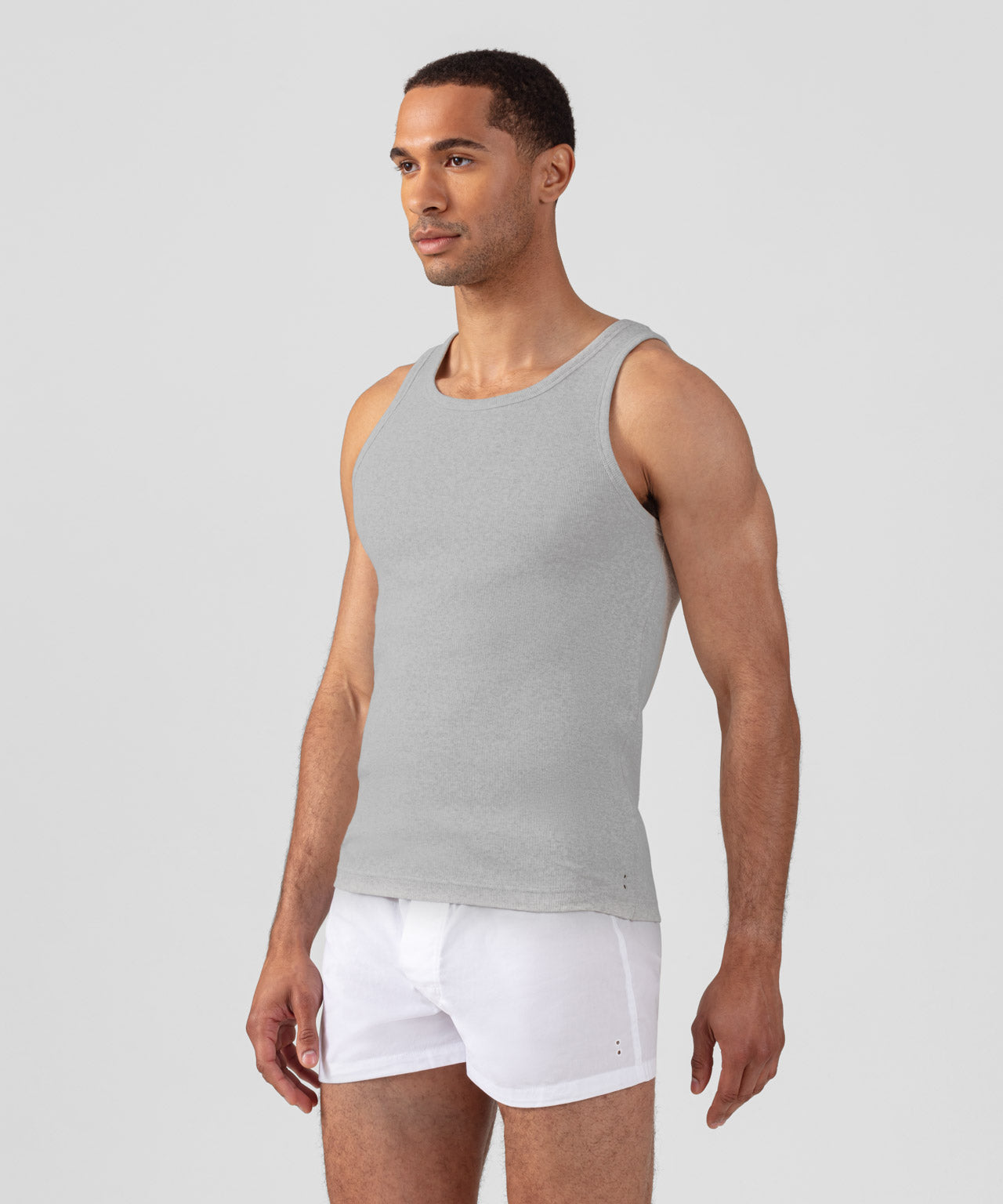 Army Ribbed Tank Top: Grey Melange