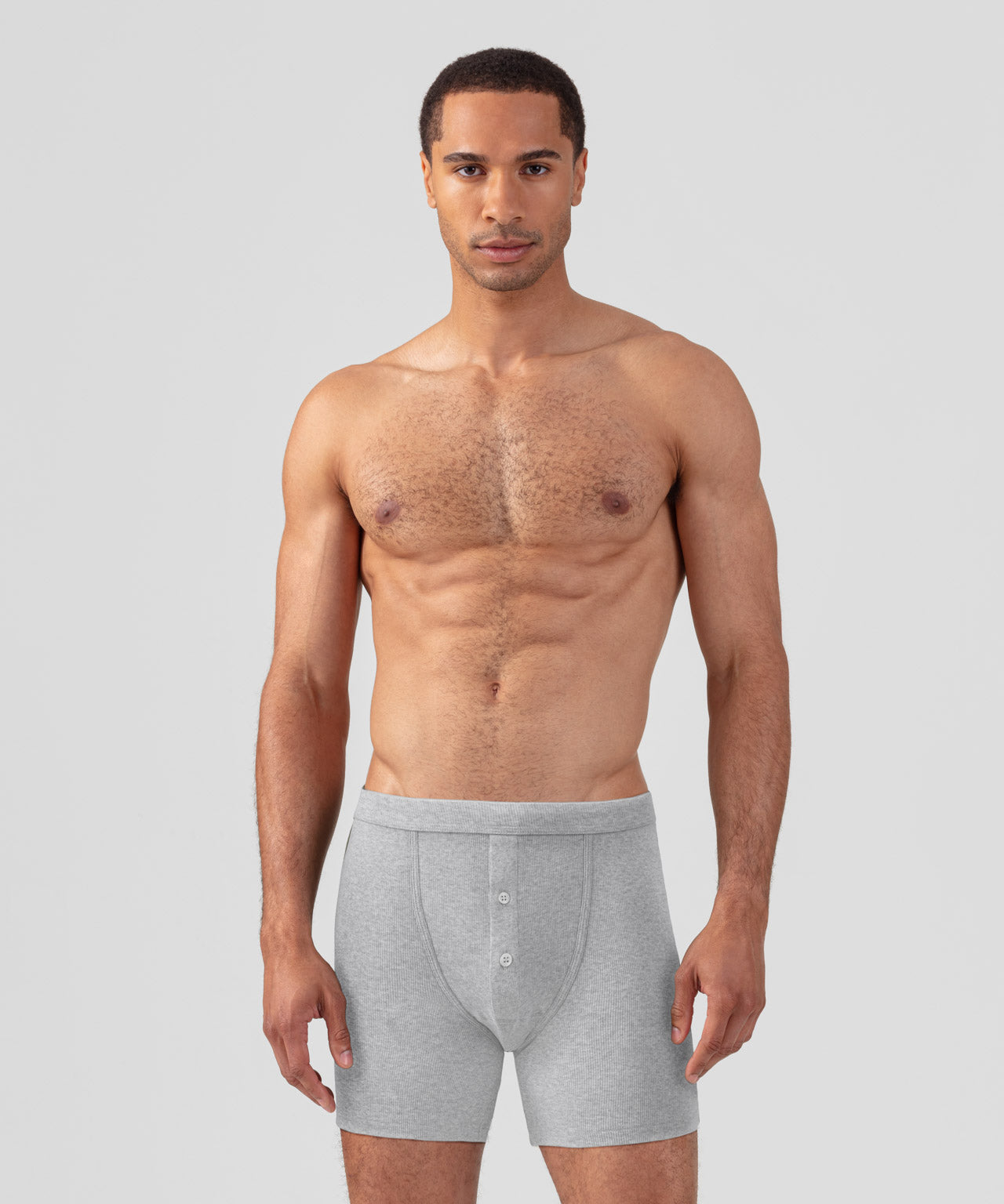 Army Ribbed Night Shorts: Grey Melange