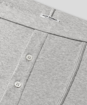 Army Ribbed Night Shorts: Grey Melange