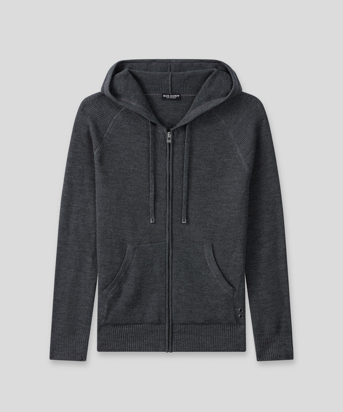 Ribbed Wool Zipped Hoodie: Cosmo Grey