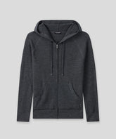 Ribbed Wool Zipped Hoodie: Cosmo Grey