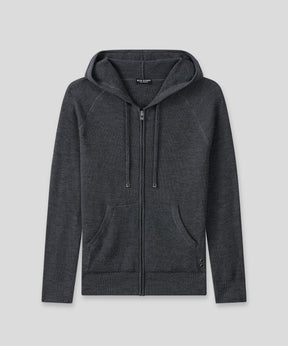 Ribbed Wool Zipped Hoodie: Cosmo Grey