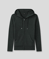 Ribbed Wool Zipped Hoodie: Dark Khaki