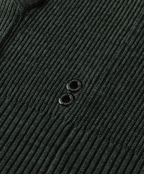 Ribbed Wool Zipped Hoodie: Dark Khaki
