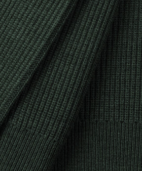 Ribbed Wool Zipped Hoodie: Dark Khaki