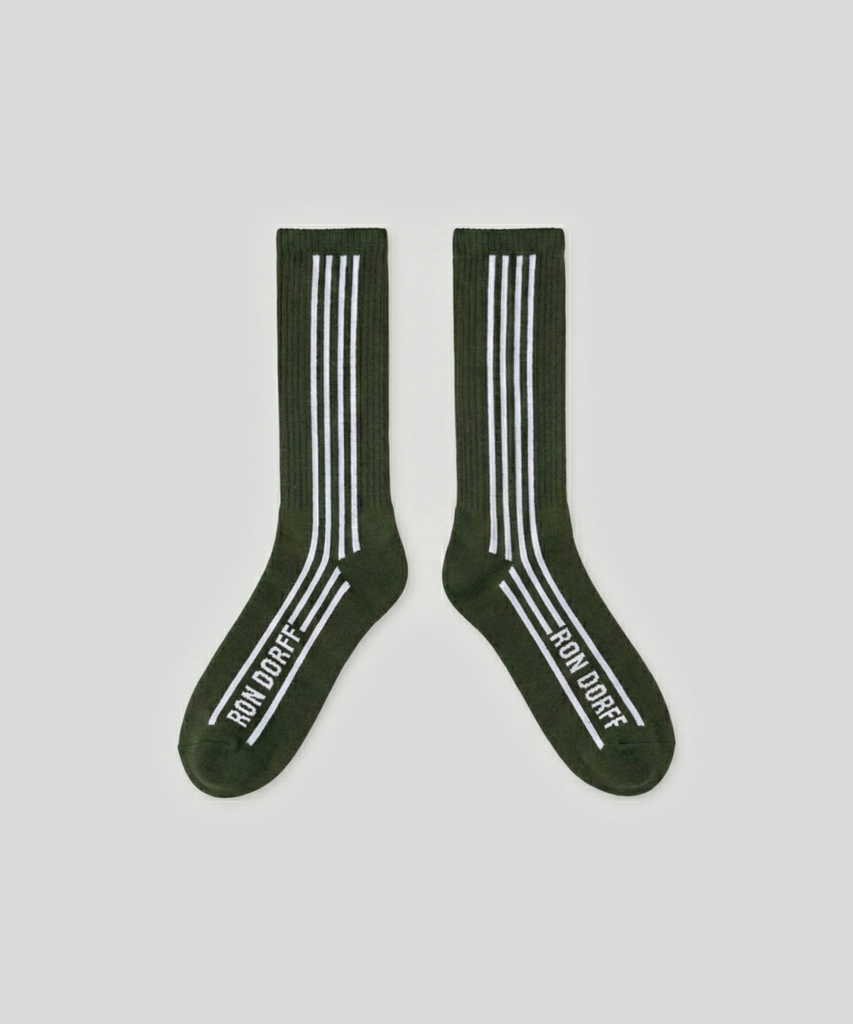 Sports Socks w. Vertical Lines: Green Court