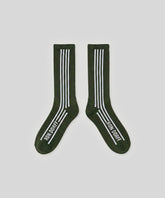 Sports Socks w. Vertical Lines: Green Court